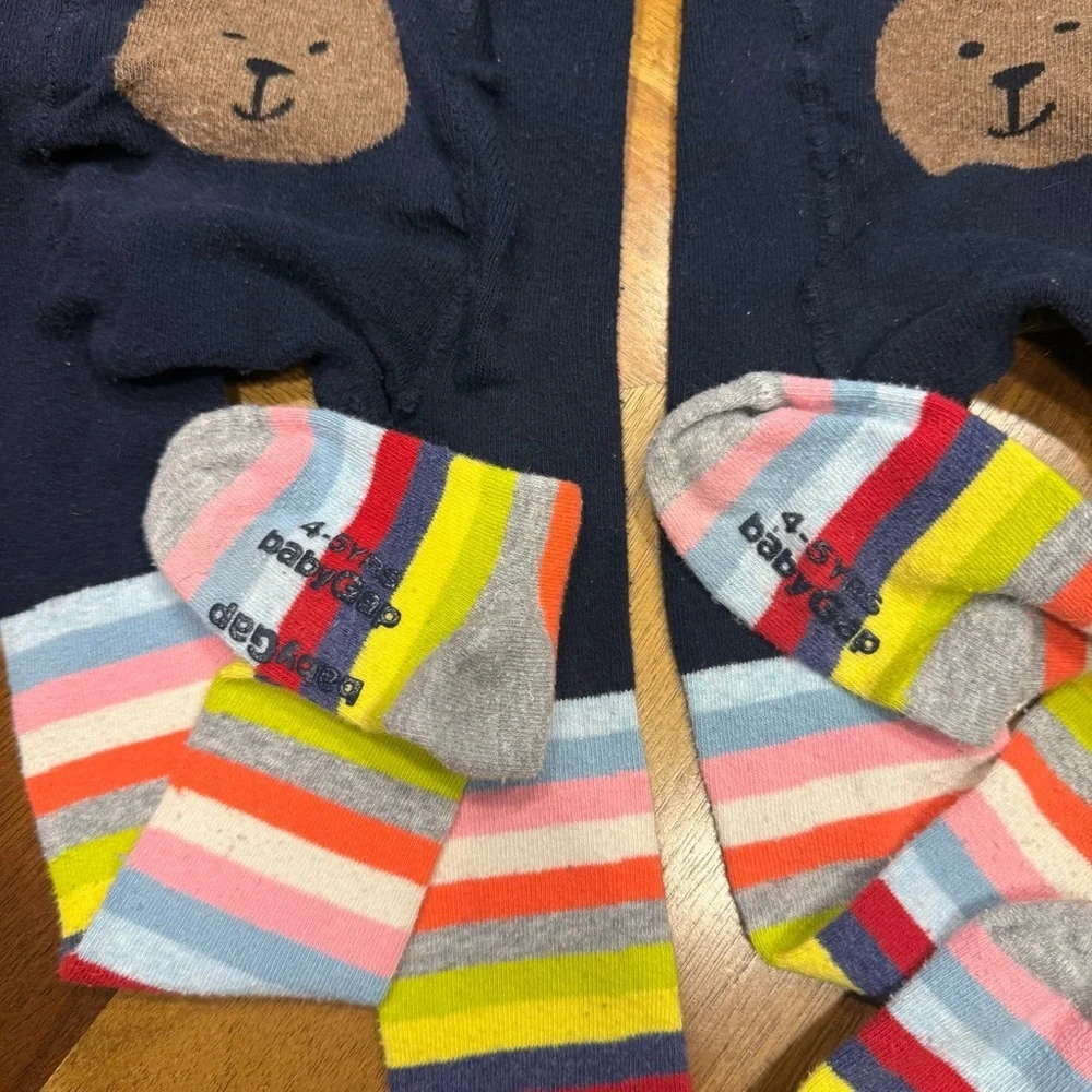 Baby Gap Striped and Bear Design Baby Tights flaw